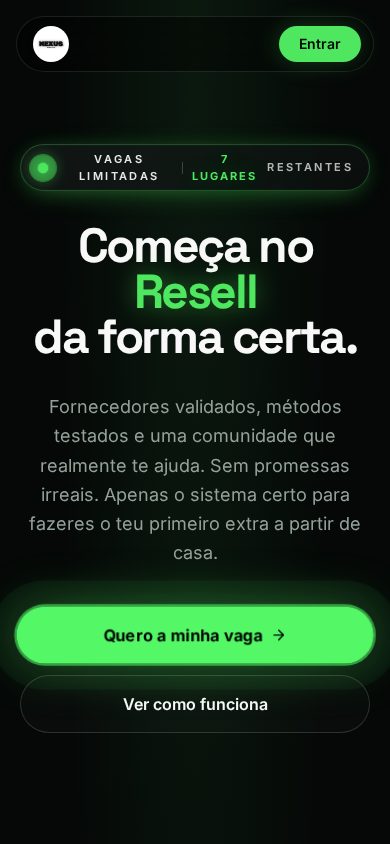 Captura do website Nexus Resell em telemóvel